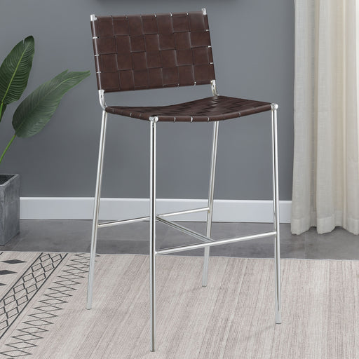 Adelaide Upholstered Bar Stool with Open Back Brown and Chrome image