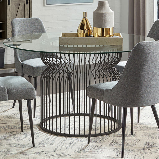 Granvia Round Glass Top Dining Table Clear and Gunmetal image