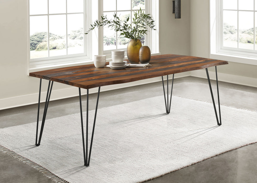 Neve Live-edge Dining Table with Hairpin Legs Sheesham Grey and Gunmetal image