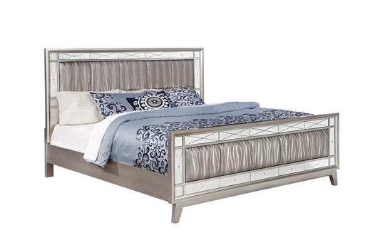 Leighton Full Panel Bed with Mirrored Accents Mercury Metallic image