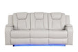 Galaxy Home Benz LED & Power Reclining Sofa in Ice/White image