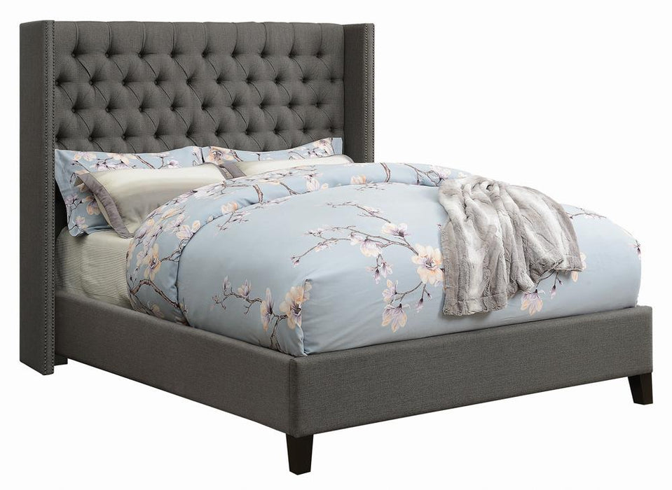 Bancroft Demi-wing Upholstered California King Bed Grey image
