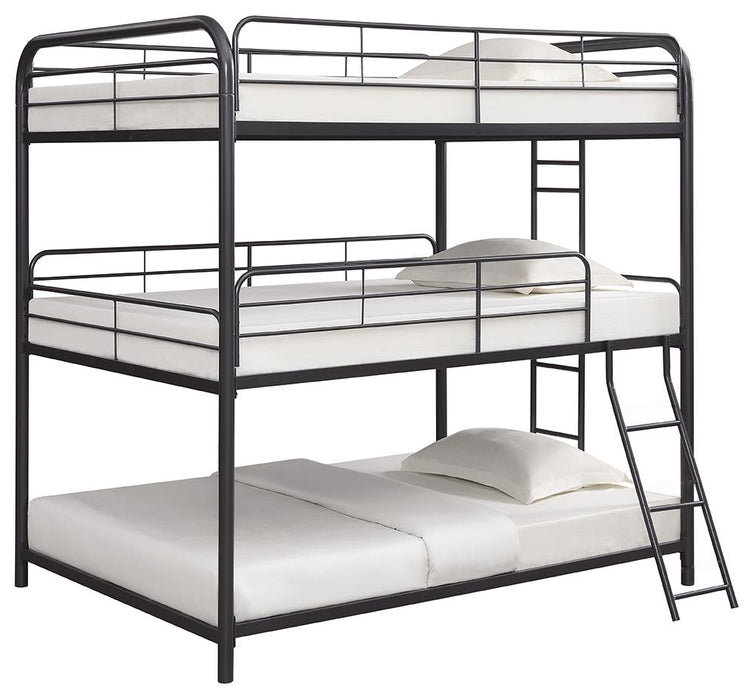 Garner Triple Full Bunk Bed with Ladder Gunmetal image