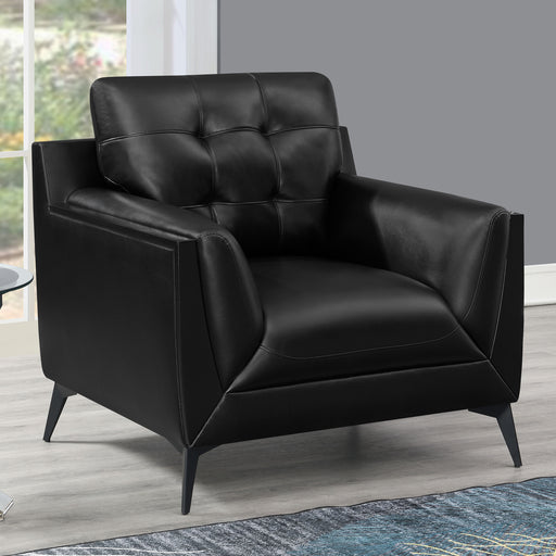 Moira Upholstered Tufted Chair with Track Arms Black image