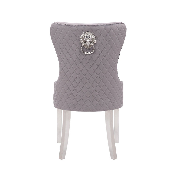 Galaxy Home Simba Stainless Steel Legs Dining Chair (Set of 2) in Grey