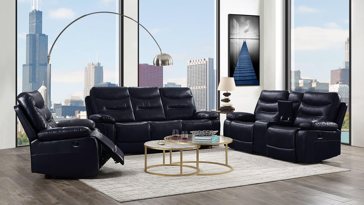 Aashi Navy Leather-Gel Match Sofa (Motion) image