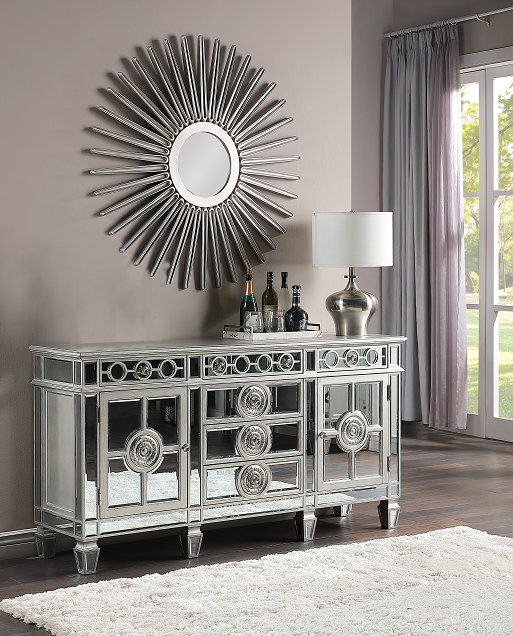 Varian Mirrored & Antique Platinum Server