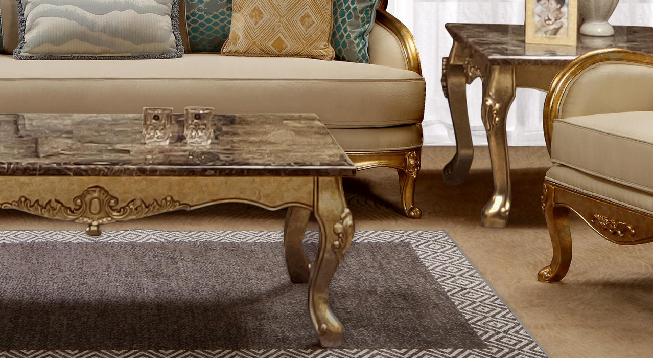 Majestic Transitional Style End Table in Gold finish Wood