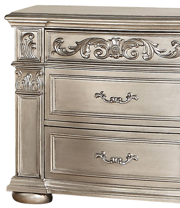 Platinum Traditional Style Nightstand in Gold finish Wood