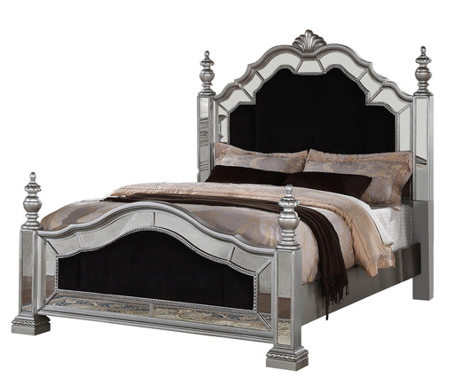 Pamela Transitional Style King Bed in Silver finish Wood image