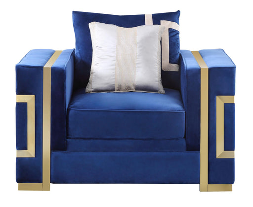 Lawrence Modern Style Navy Chair with Gold Finish image