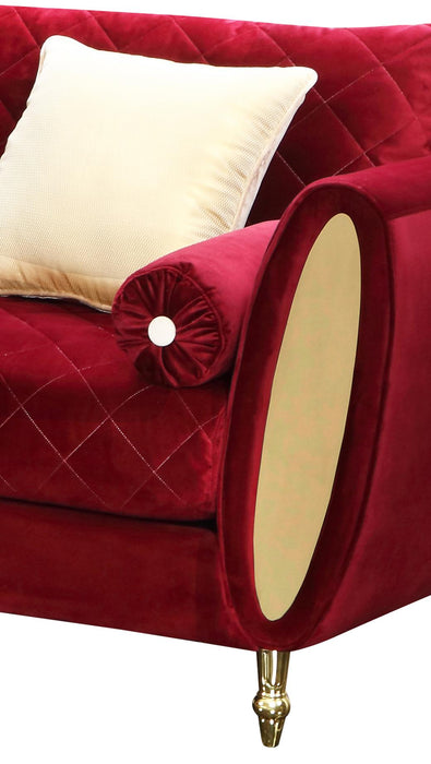Ruby Modern Style Red Chair with Gold Finish