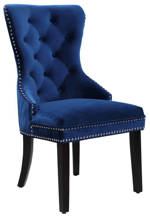 Bronx Transitional Style Navy Dining Chair in Walnut Wood image