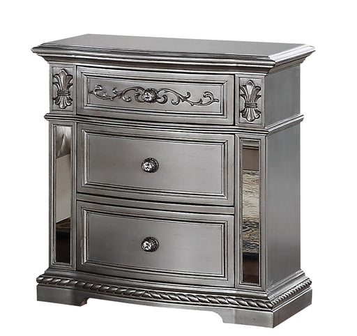 Pamela Transitional Style Nightstand in Silver finish Wood image