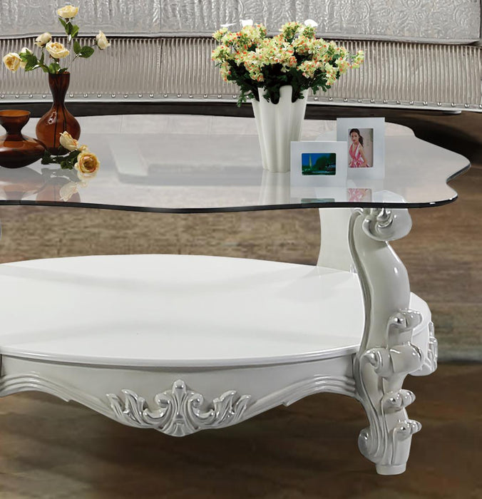 Juliana Traditional Style End Table in Pearl White finish Wood