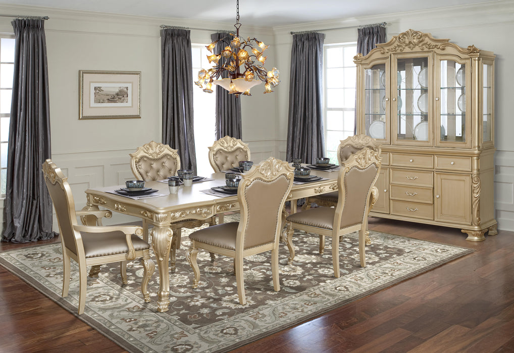 Miranda Transitional Style Dining Table in Gold finish Wood