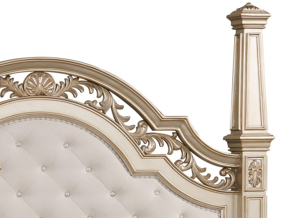Valentina Traditional Style King Bed in Gold finish Wood