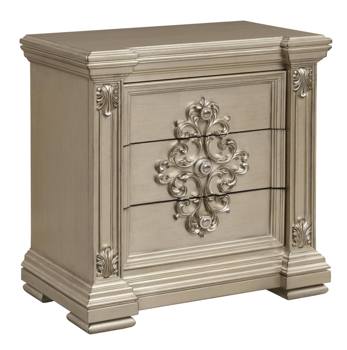 Alicia Transitional Style Nightstand in Beige finish Wood