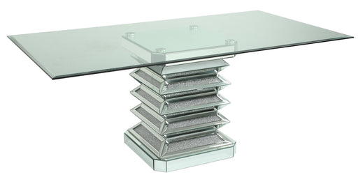 Ava Modern Style Dining Table in Silver and Glass image