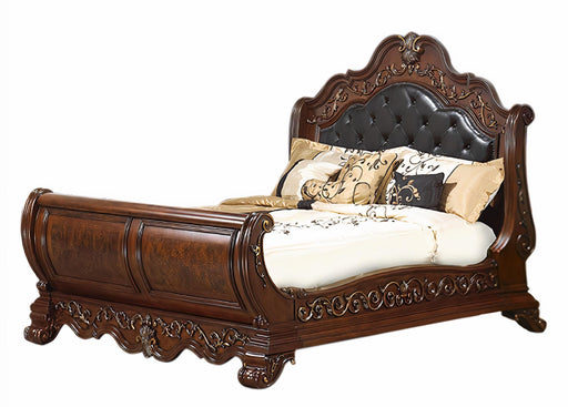 Cleopatra Traditional Style Queen Bed in Cherry finish Wood image