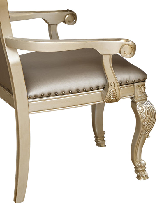 Miranda Transitional Style Dining Arm Chair in Gold finish Wood