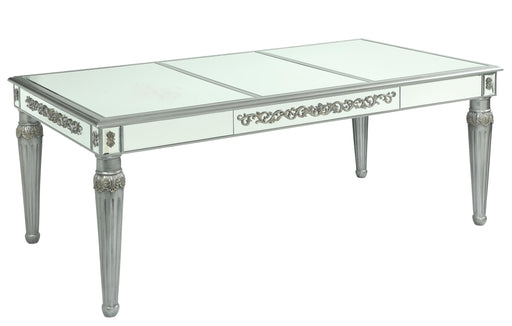 Queen Gold Modern Style Dining Table in Silver finish Wood image