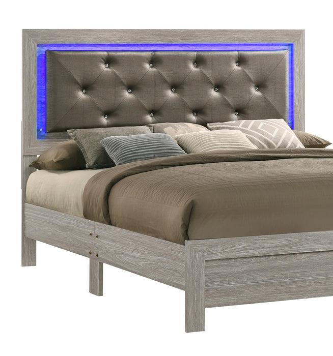 Yasmine White Modern Style Queen Bed in Gray finish Wood