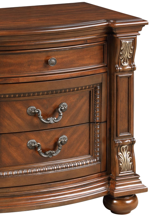 Viviana Traditional Style Nightstand in Caramel finish Wood