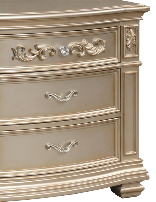 Valentina Traditional Style Nightstand in Gold finish Wood
