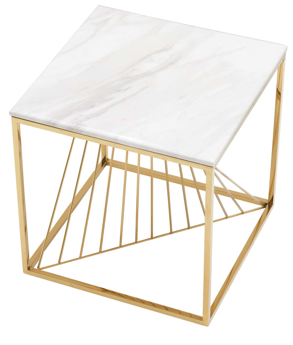 Halina Modern Style Marble End Table with Metal Base