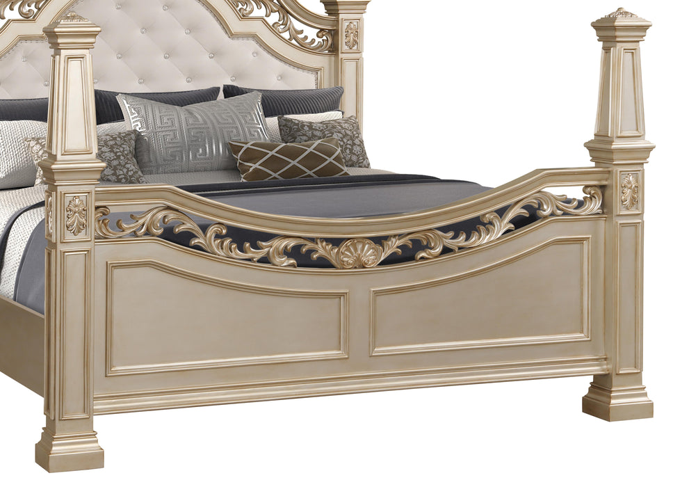 Valentina Traditional Style King Bed in Gold finish Wood