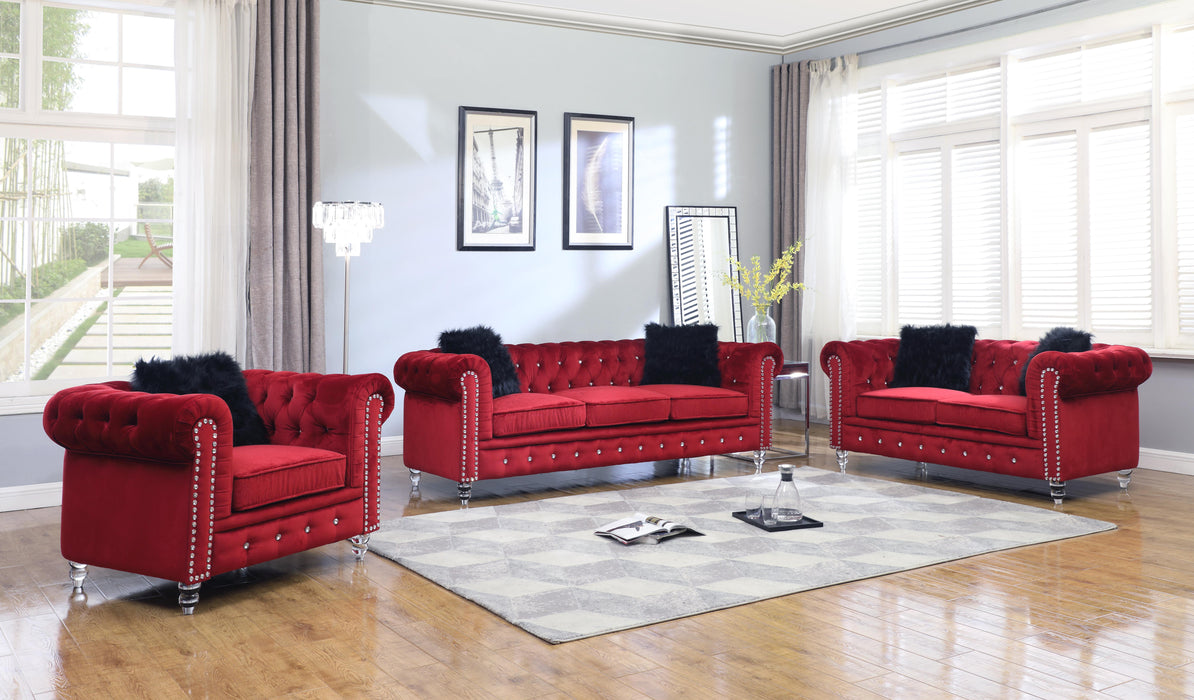 Sahara Modern Style Red Sofa with Acrylic legs