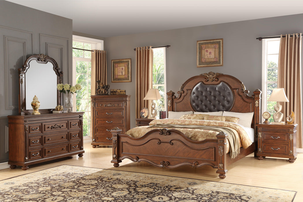 Destiny Traditional Style Queen Bed in Cherry finish Wood