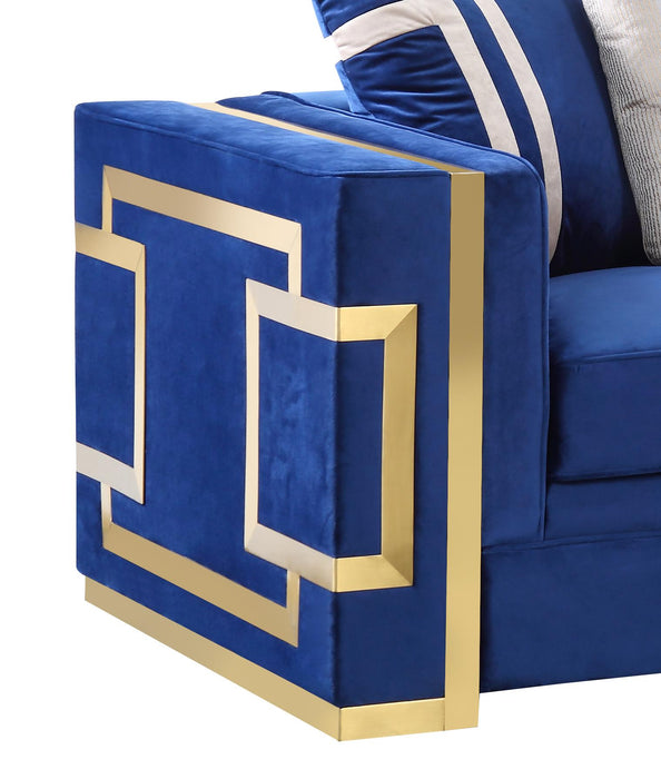 Lawrence Modern Style Navy Sofa with Gold Finish