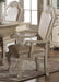 Veronica Antique White Traditional Style Dining Arm Chair in Champagne finish Wood image