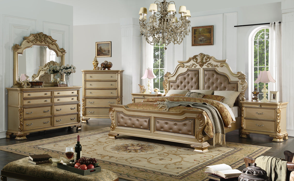 Miranda Transitional Style Dresser in Gold finish Wood