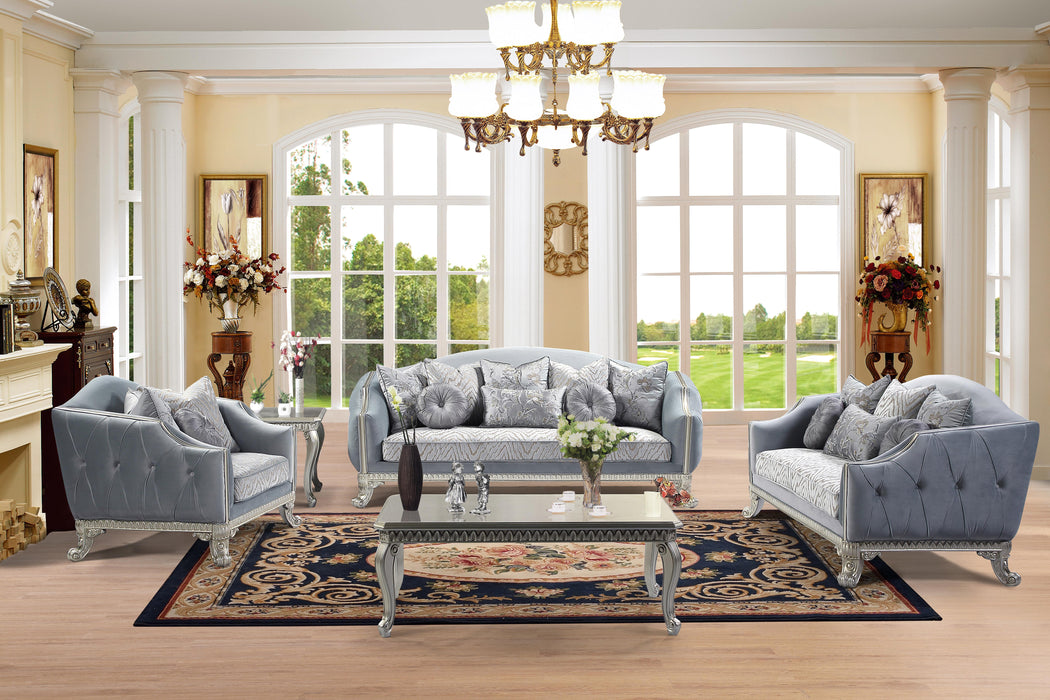 Venus Transitional Style Loveseat in Silver finish Wood