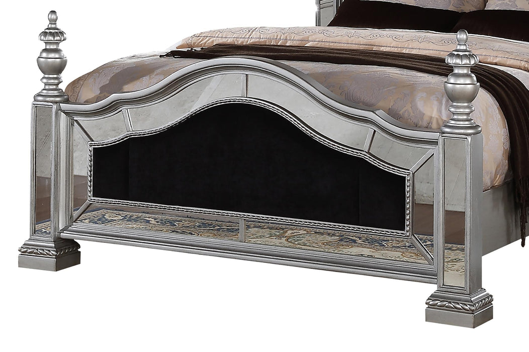 Pamela Transitional Style Queen Bed in Silver finish Wood