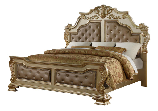 Miranda Transitional Style King Bed in Gold finish Wood image