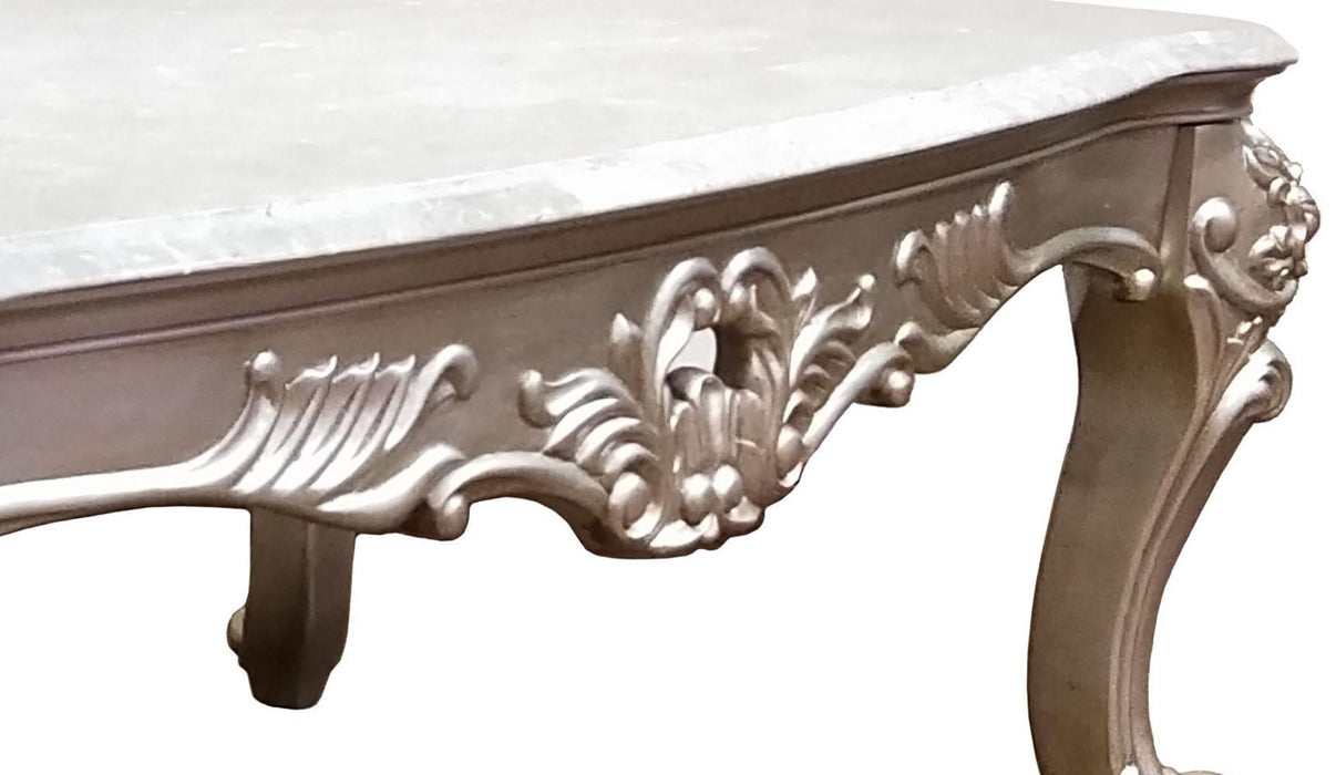 Ariel Transitional Style Coffee Table in Silver finish Wood