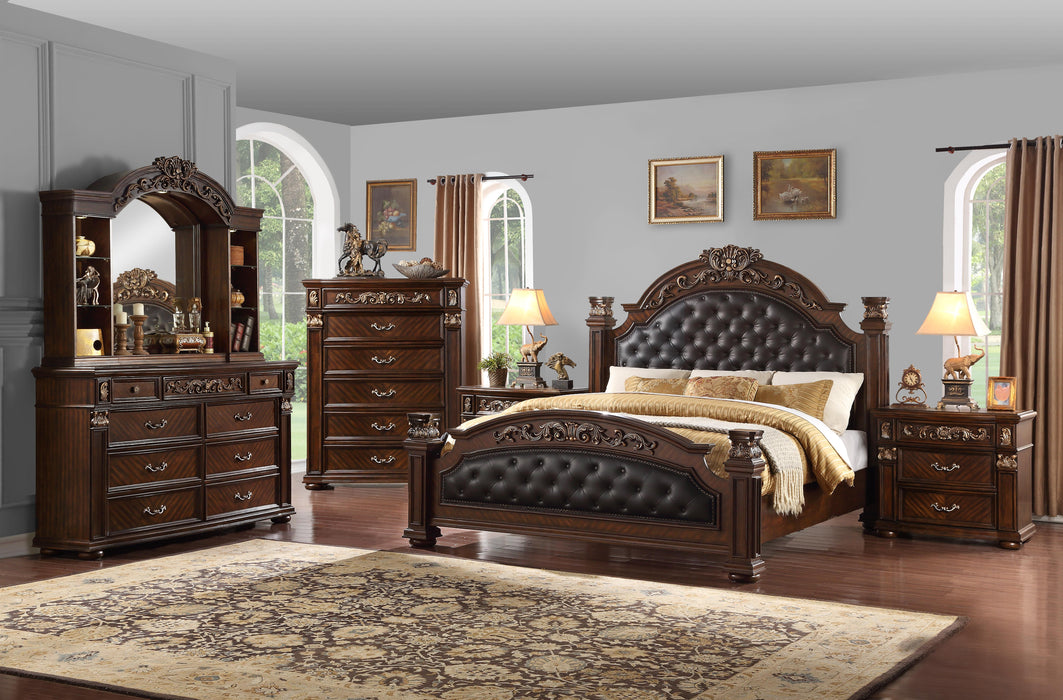 Aspen Traditional Style King Bed in Cherry finish Wood