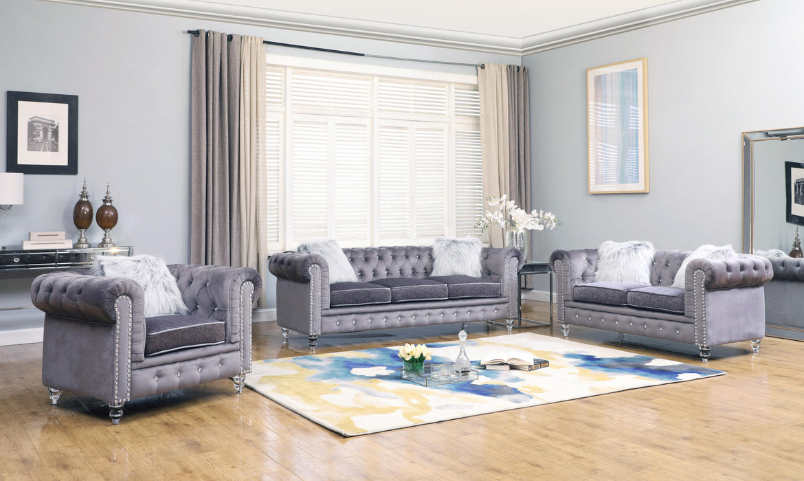 Sahara Modern Style Gray Sofa with Acrylic legs