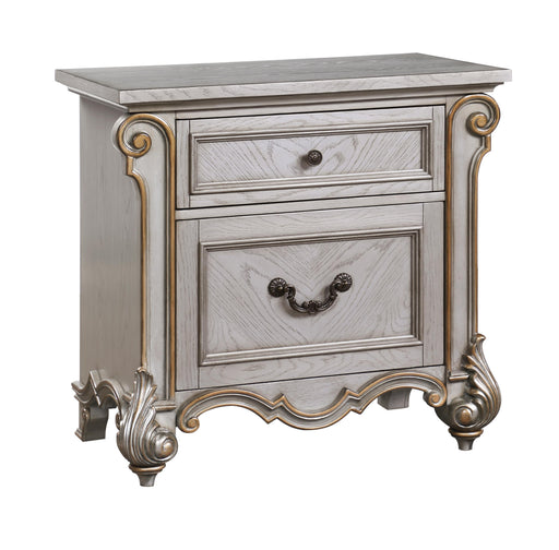 Melrose Transitional Style Nightstand in Silver finish Wood image