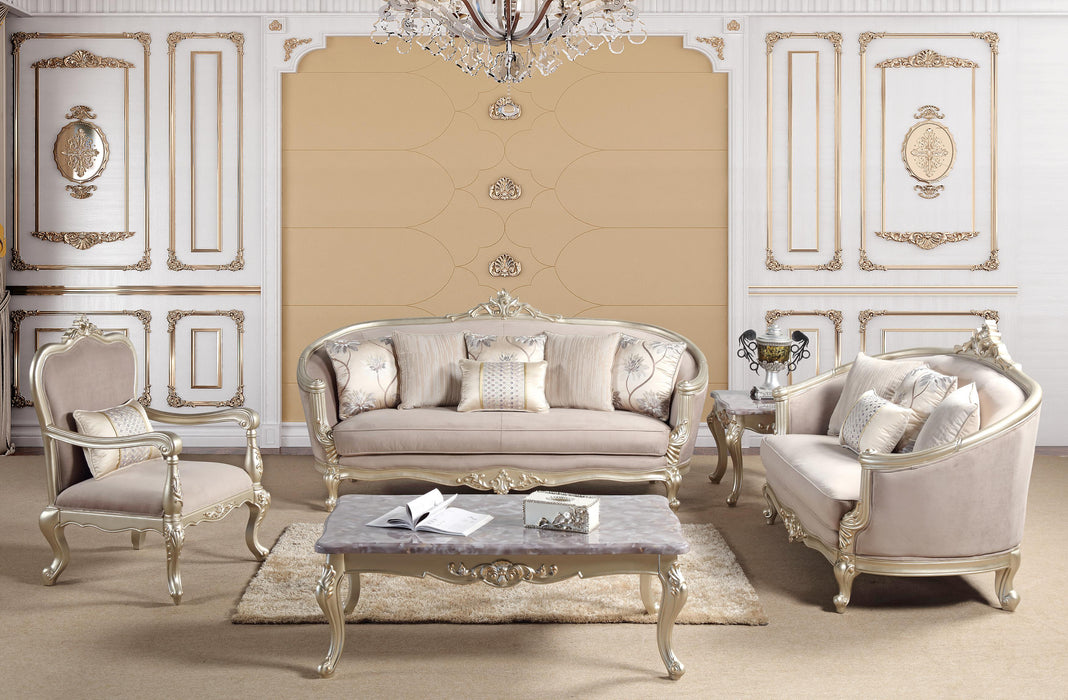 Diana Traditional Style Coffee Table in Champagne finish Wood