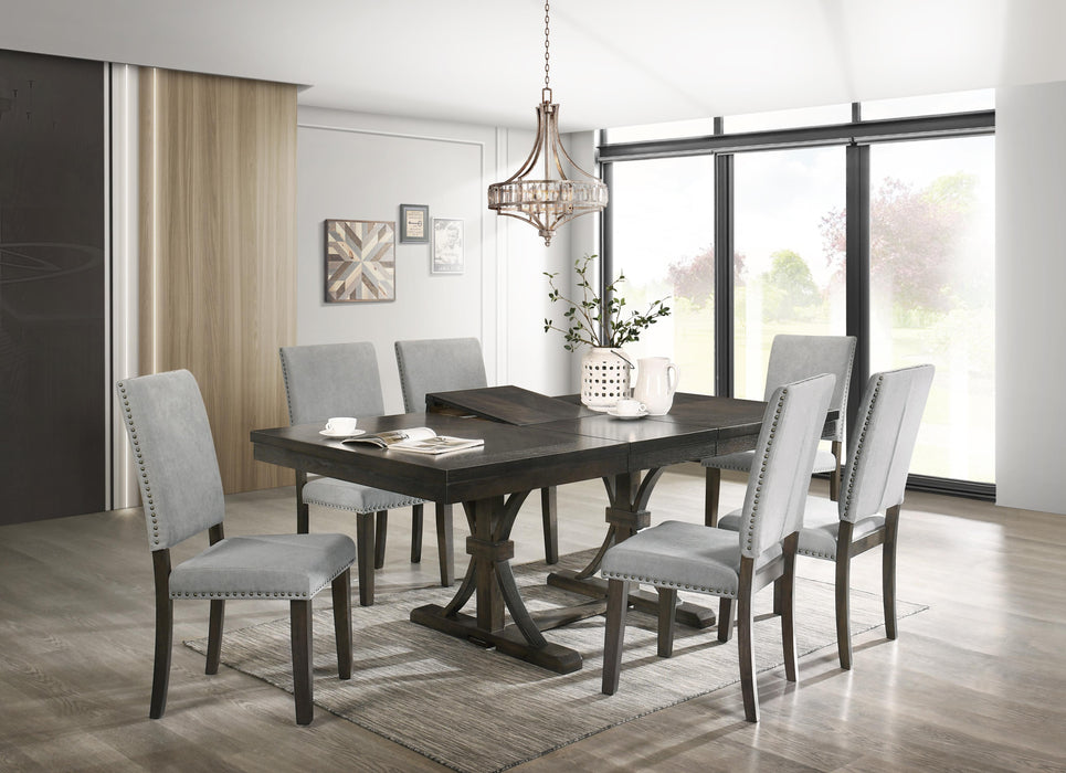 Asbury Transitional Style Dining Table in Dark Brown finish Wood