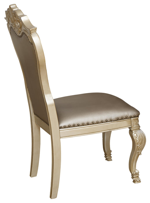 Miranda Transitional Style Dining Side Chair in Gold finish Wood
