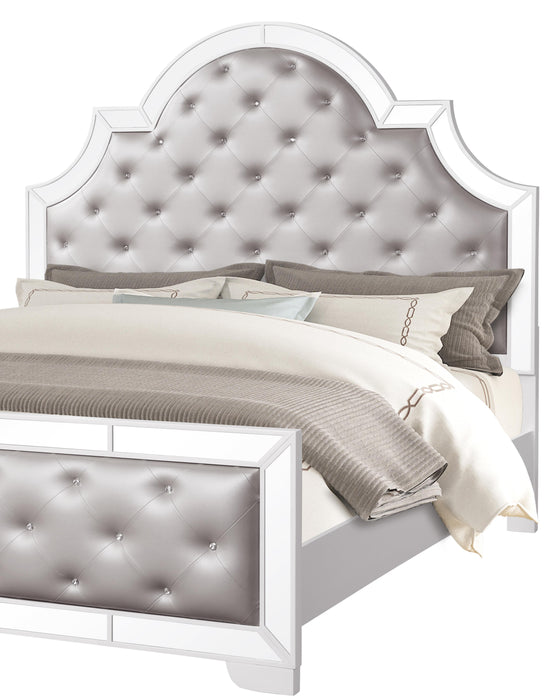 Grand Gloria Contemporary Style Queen Bed in White finish Wood