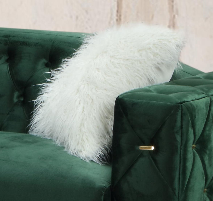 Emerald Modern Style Green Sofa in Gold finish