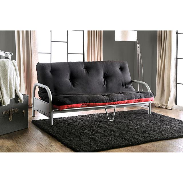 Aksel Black/Red Futon Mattress, Black, Red & Gray