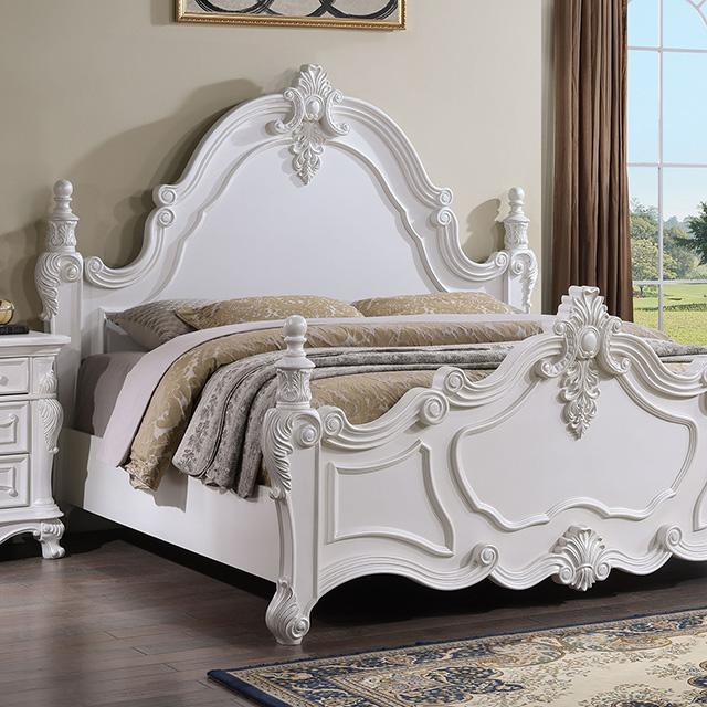 Francione E.King & Queen Bed White & Chrome